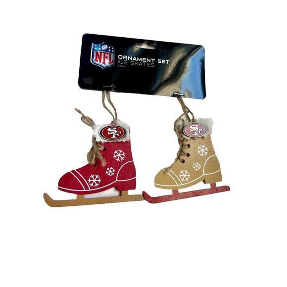 NFL San Francisco 49ers Ice Skate Ornament Set – 2-Pack Christmas Tree Decor NWT - Picture 1 of 8